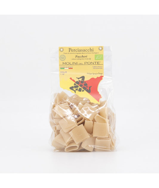 "PACCHERI" PASTA di SEMOLA di GRANO DURO BIO PERCIASACCHI - 500 GR